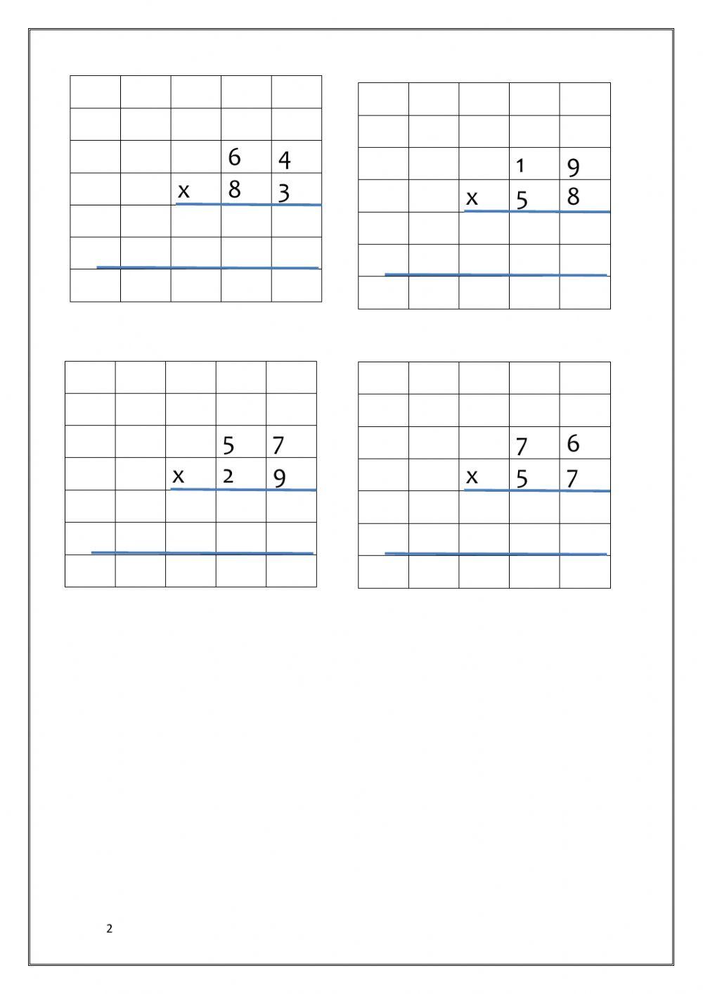 Multiply 2 digits by 2 digits