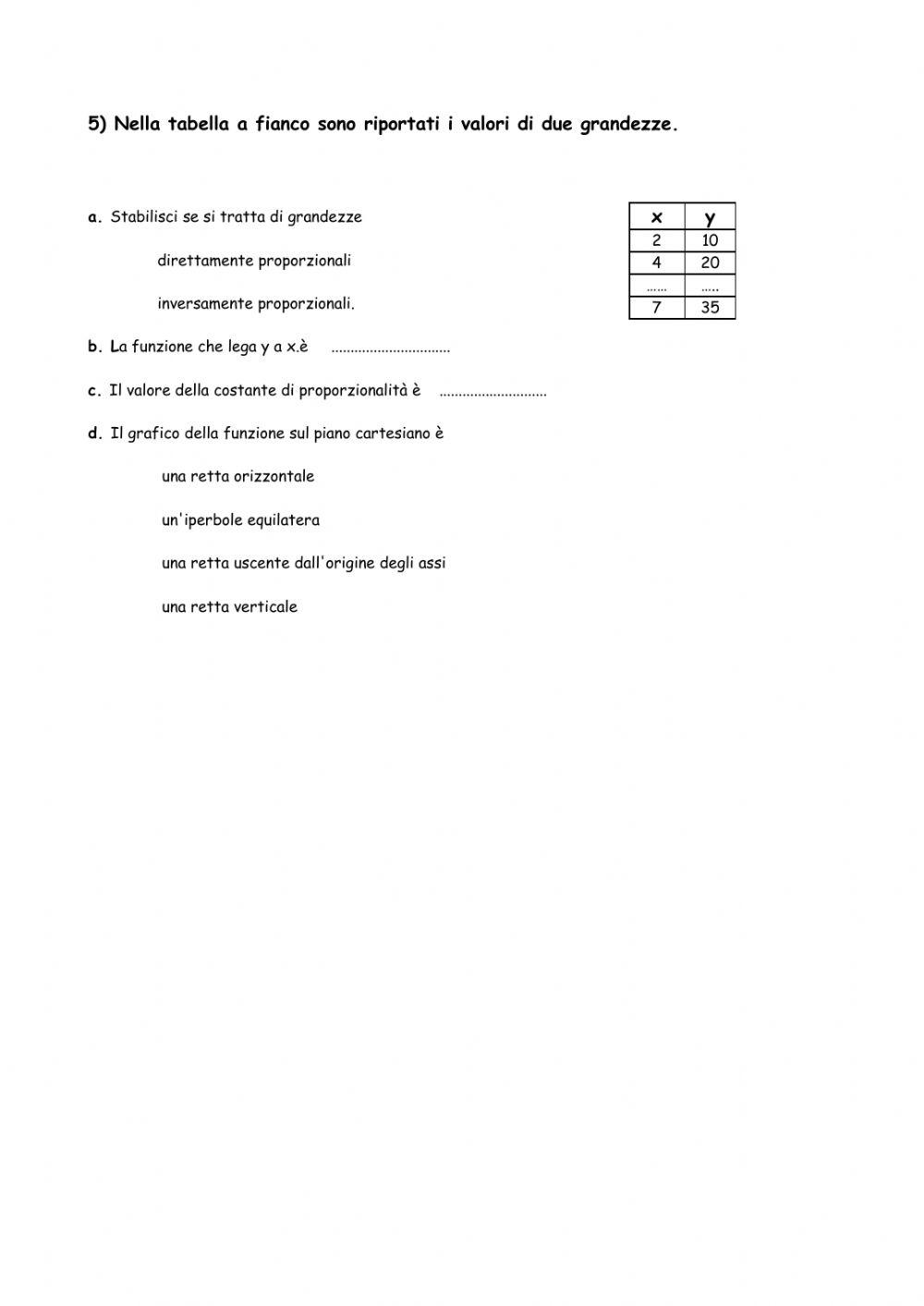 Funzioni e proporzionalita'