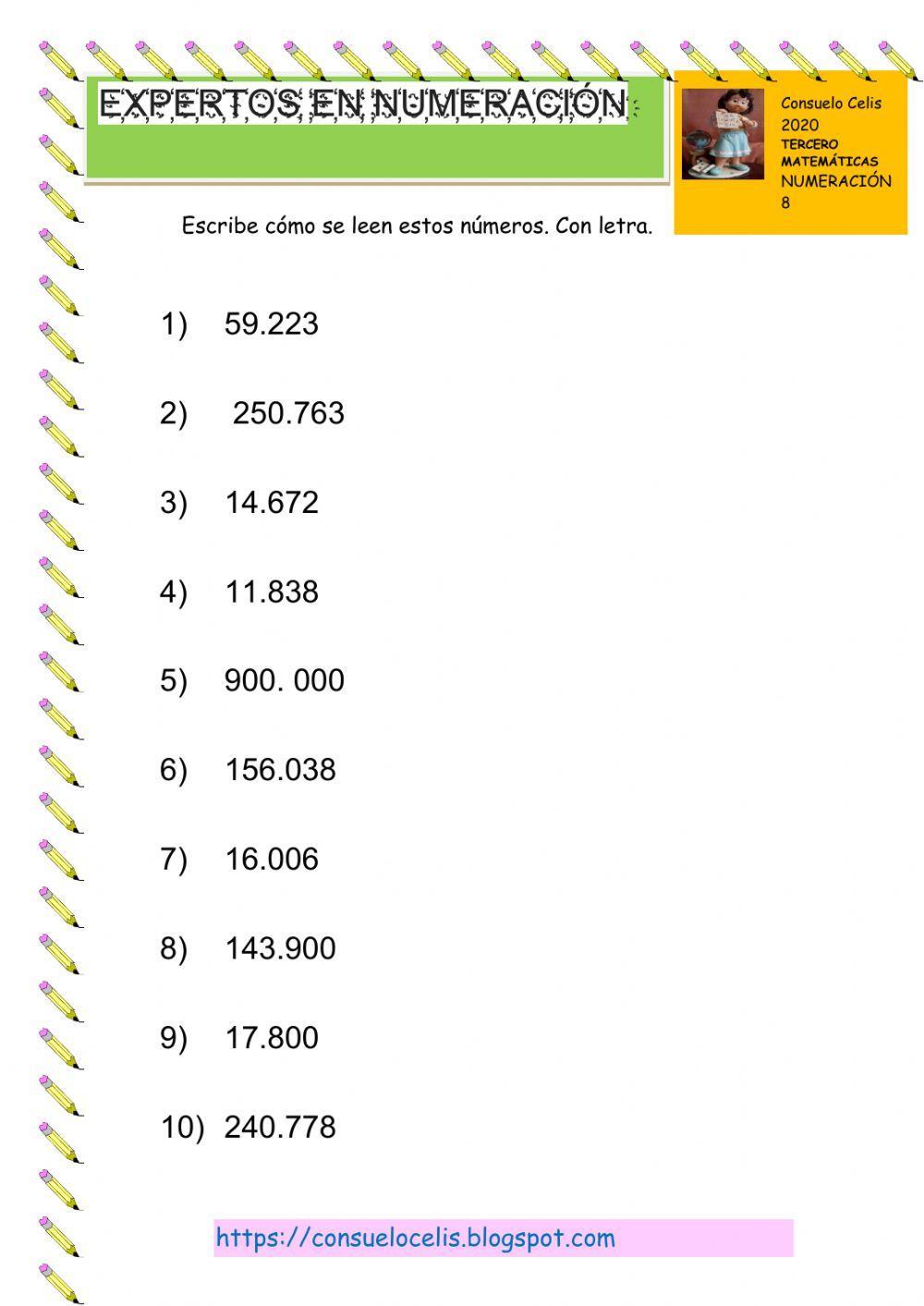Numeración hasta la centena de mil