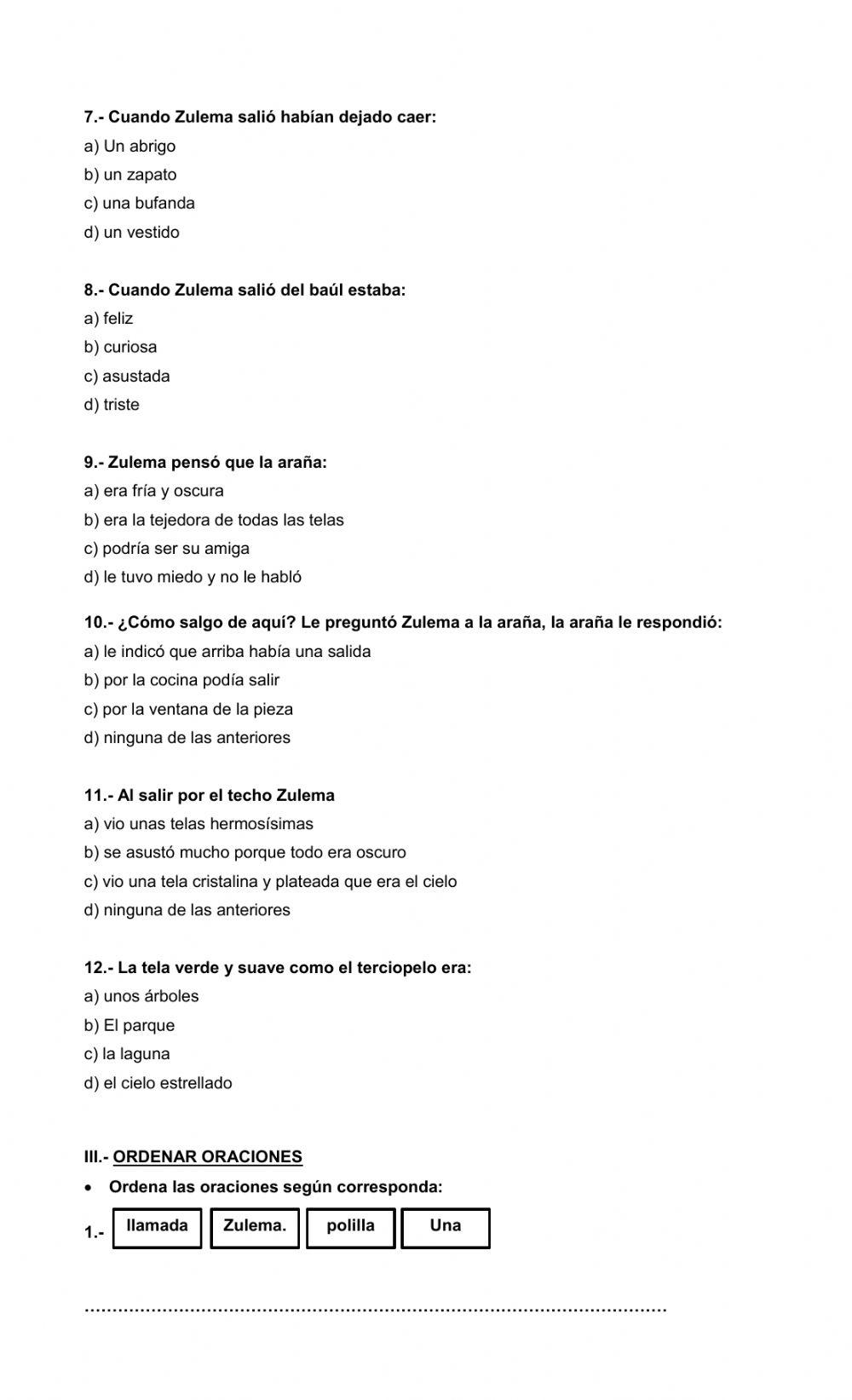 La polilla del baúl Autoevaluación