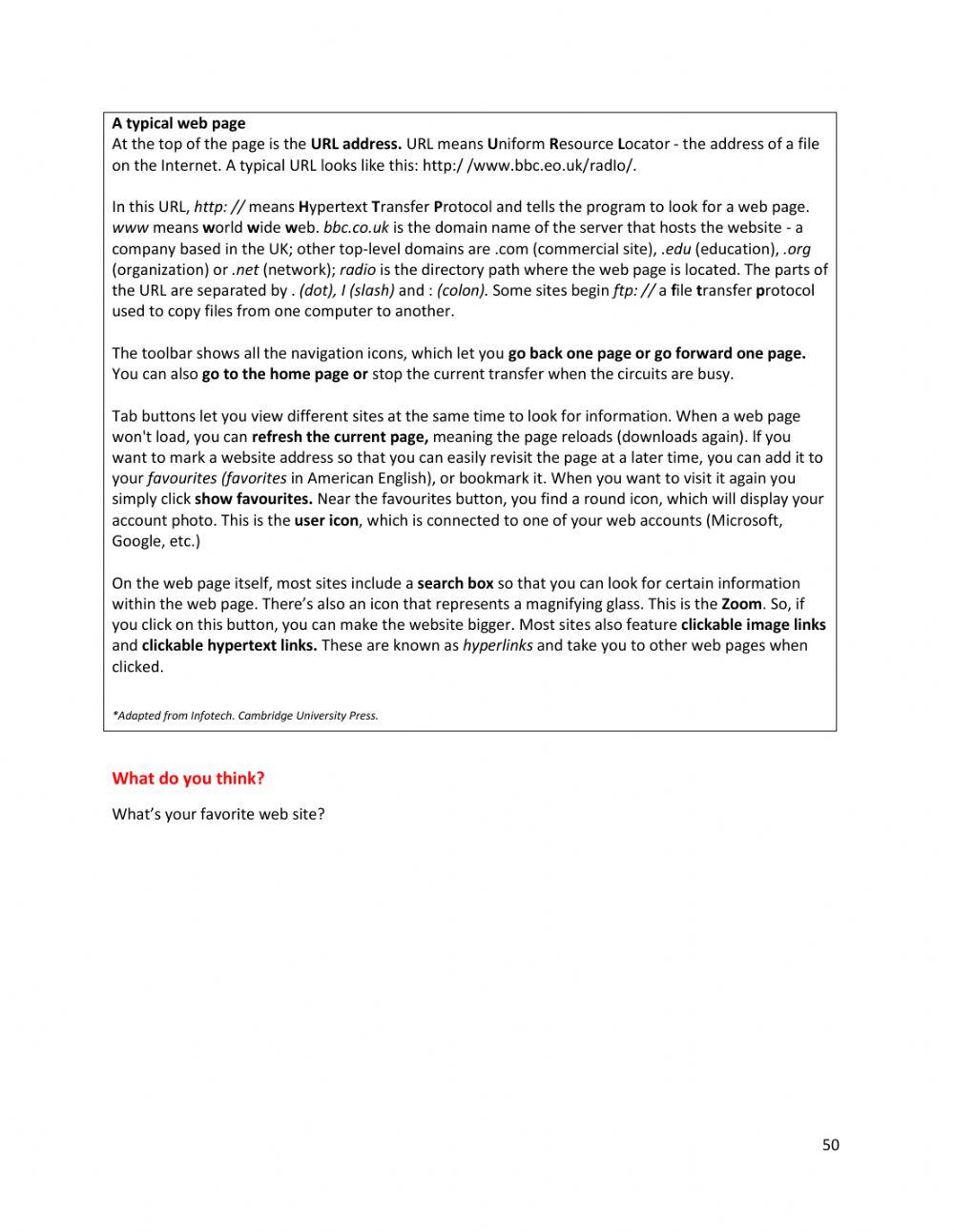 Unit 4 - Text 1: A website