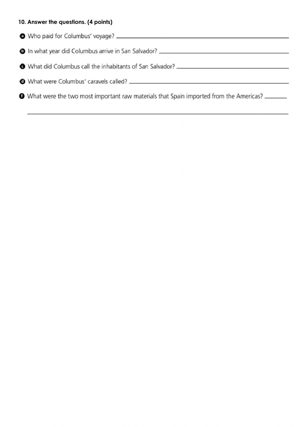 Test. Social Science 5ºEP. Unit 2.