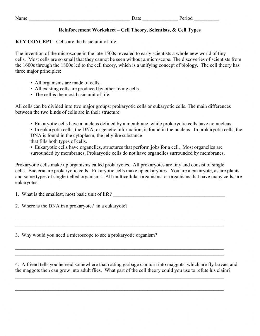 Cell Theory Scientists Endosymbiotic Theory online exercise for