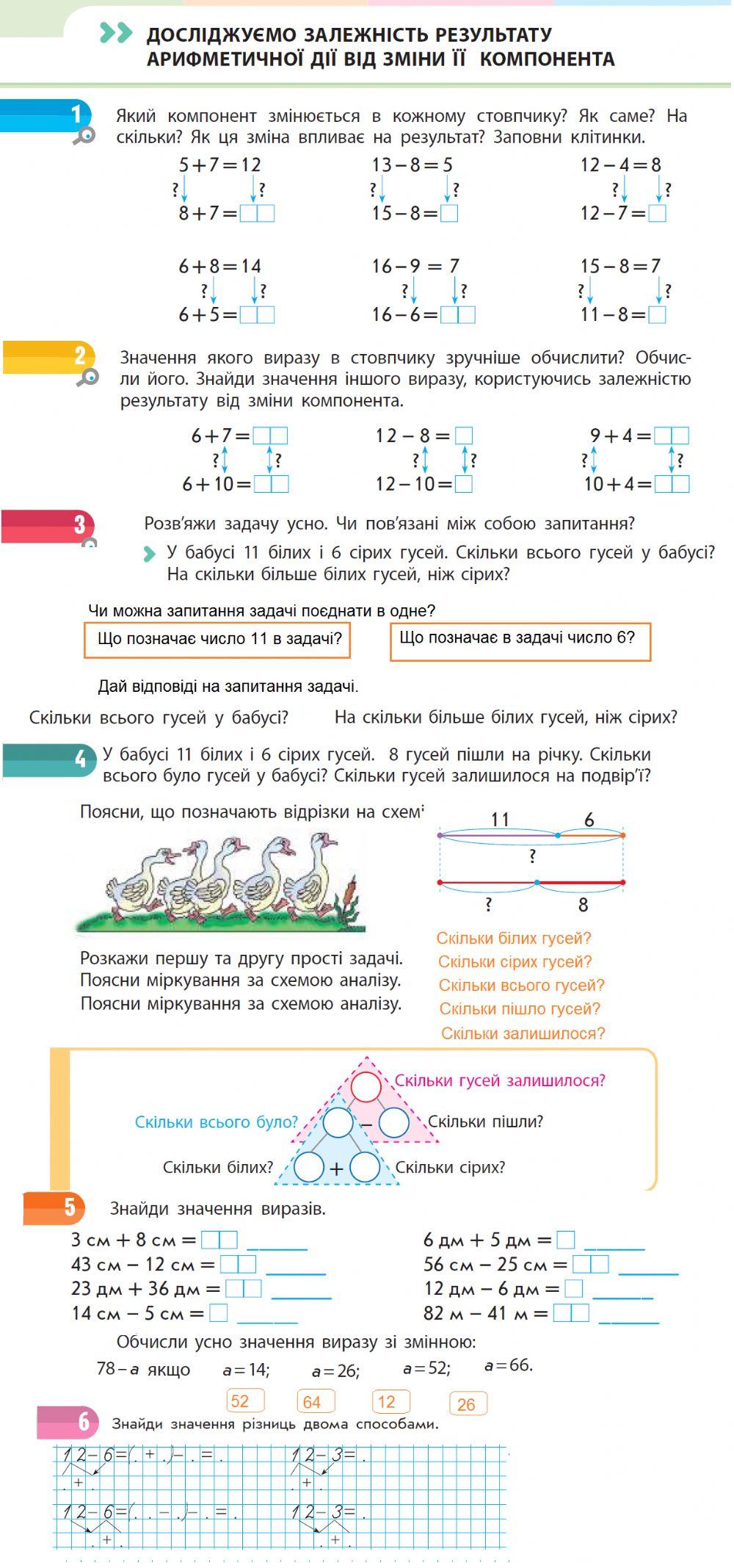 Досліджуємо залежність результату арифметичної дії від зміни одного з компонентів