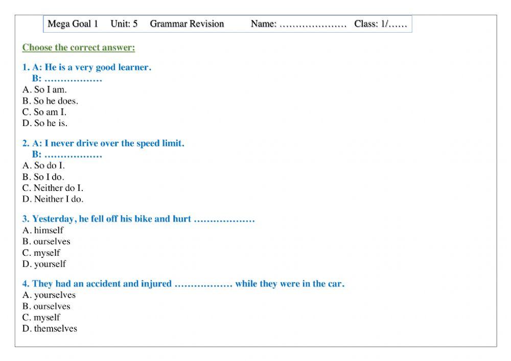Unit 5 Grammar Revision