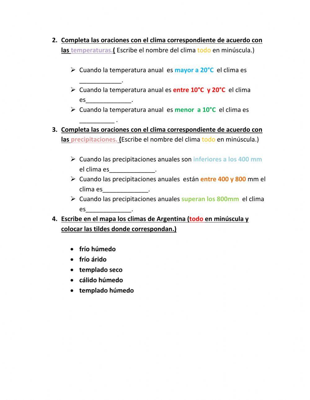 Trabajo Práctico: Climas de Argentina.