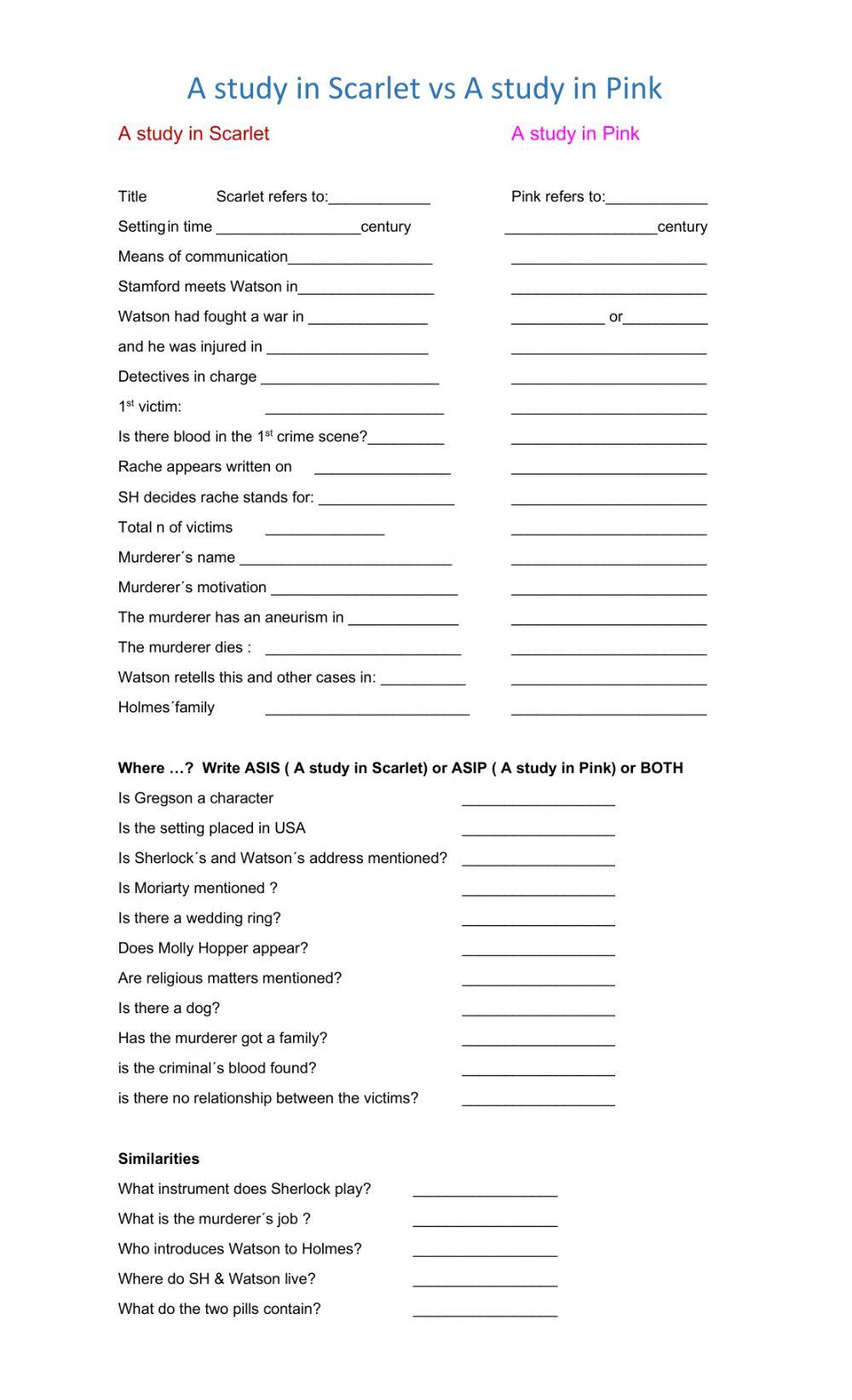 A study in Scarlet vs A study in Pink