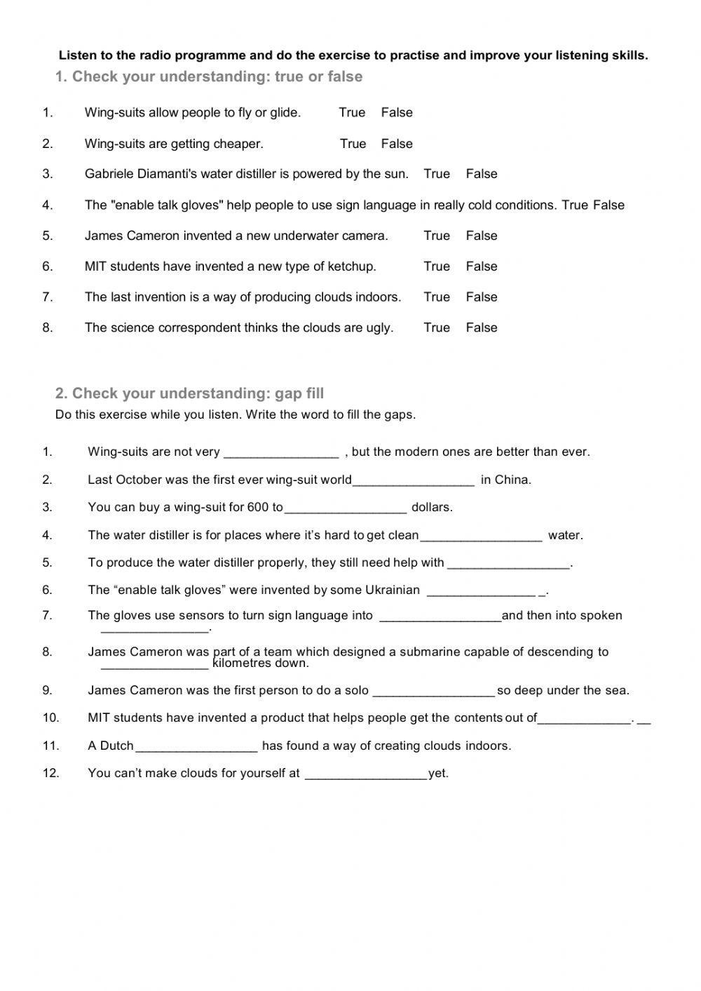 Listening comprehension