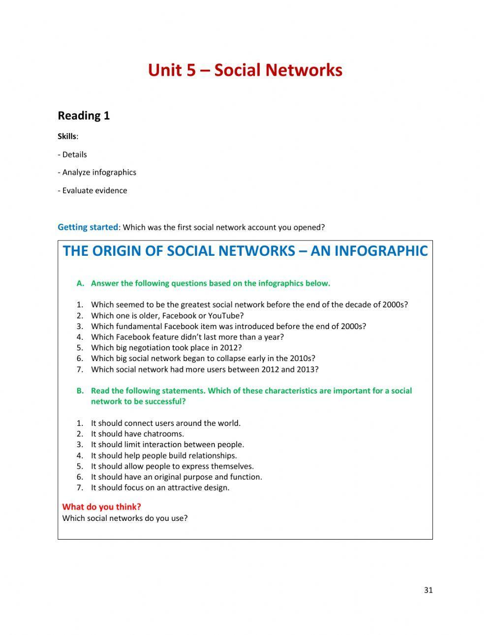 Unit 5 - Text 1: Social networks