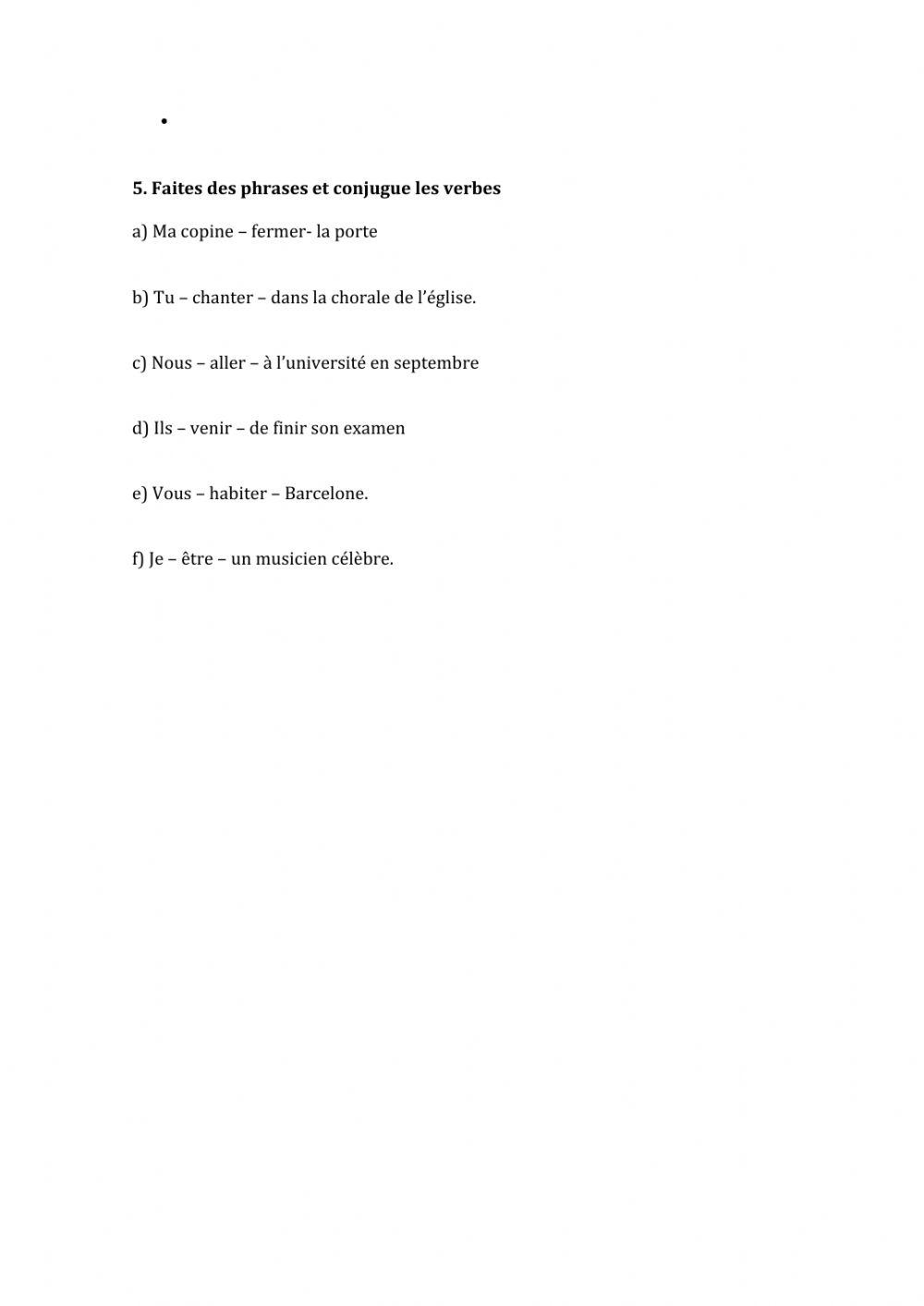 Verbes présent simple