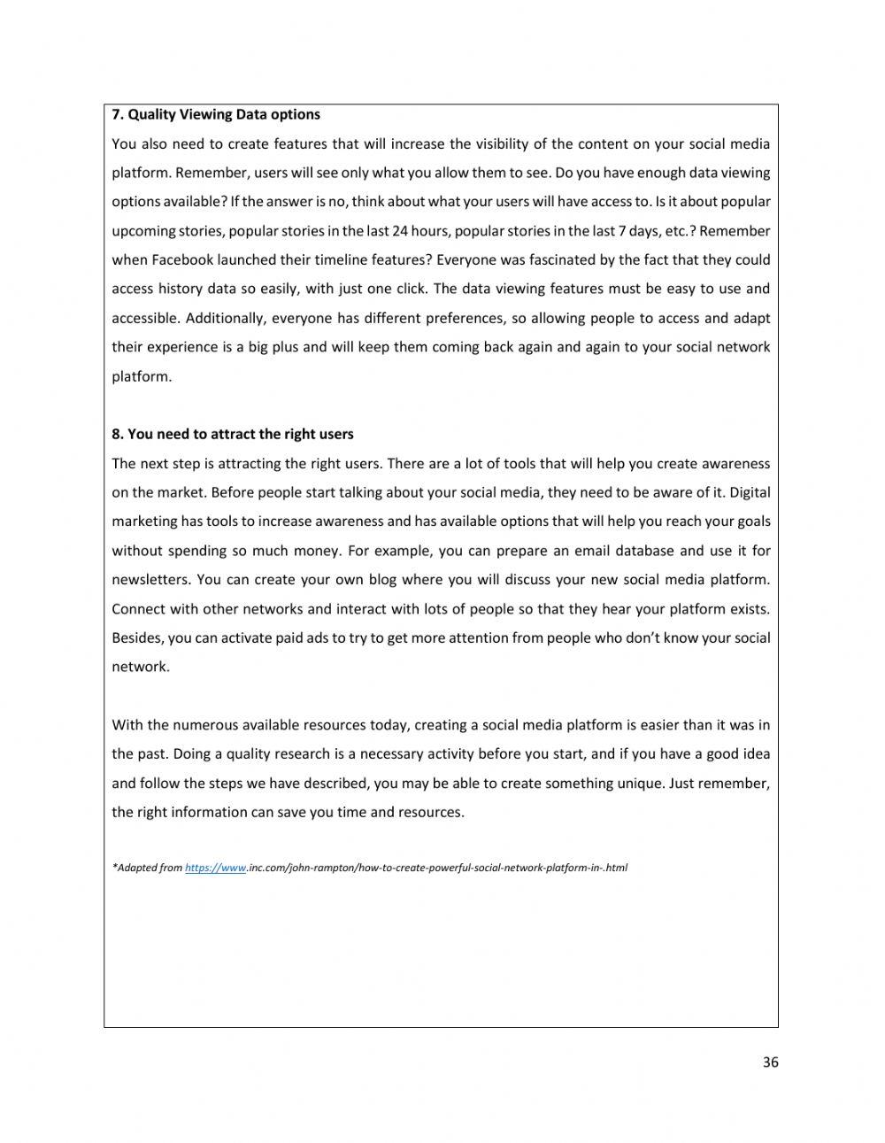 Unit 5 - Text 2: How to create a powerful social network platform