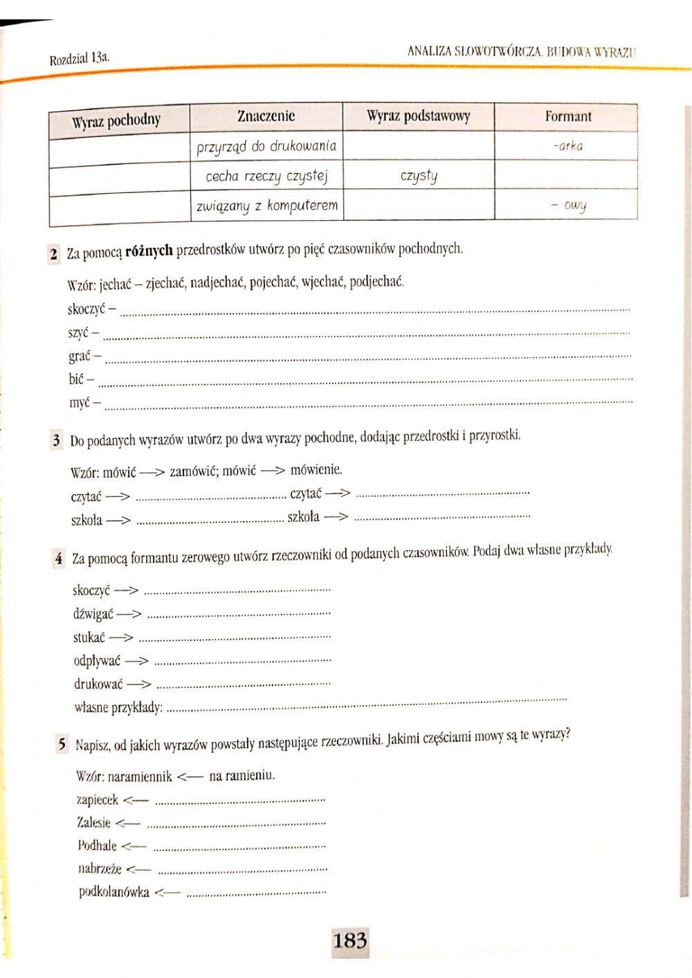 Słowotwórstwo-ćwiczenia