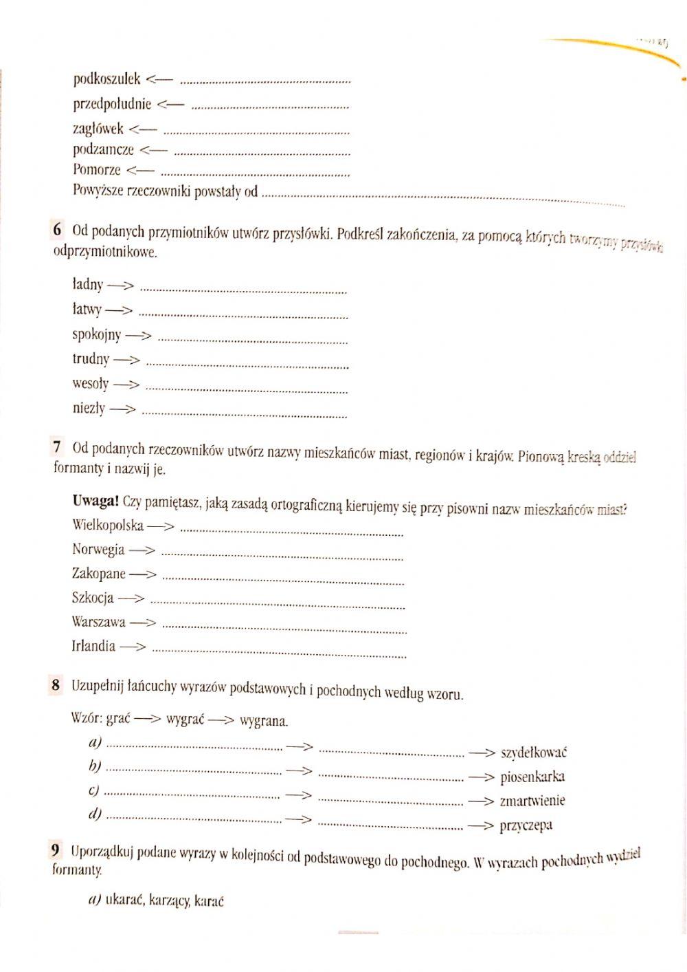 Słowotwórstwo-ćwiczenia