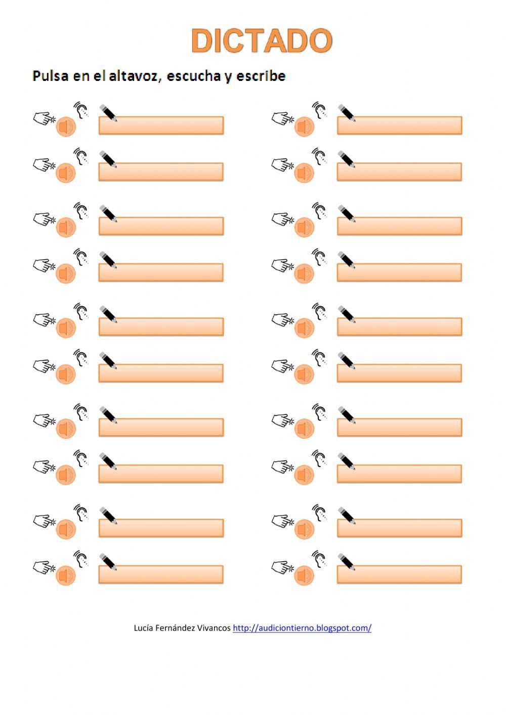 Dictado: palabras con l, p, m