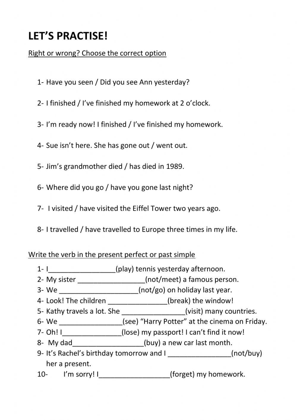 Present Perfect vs Past Simple