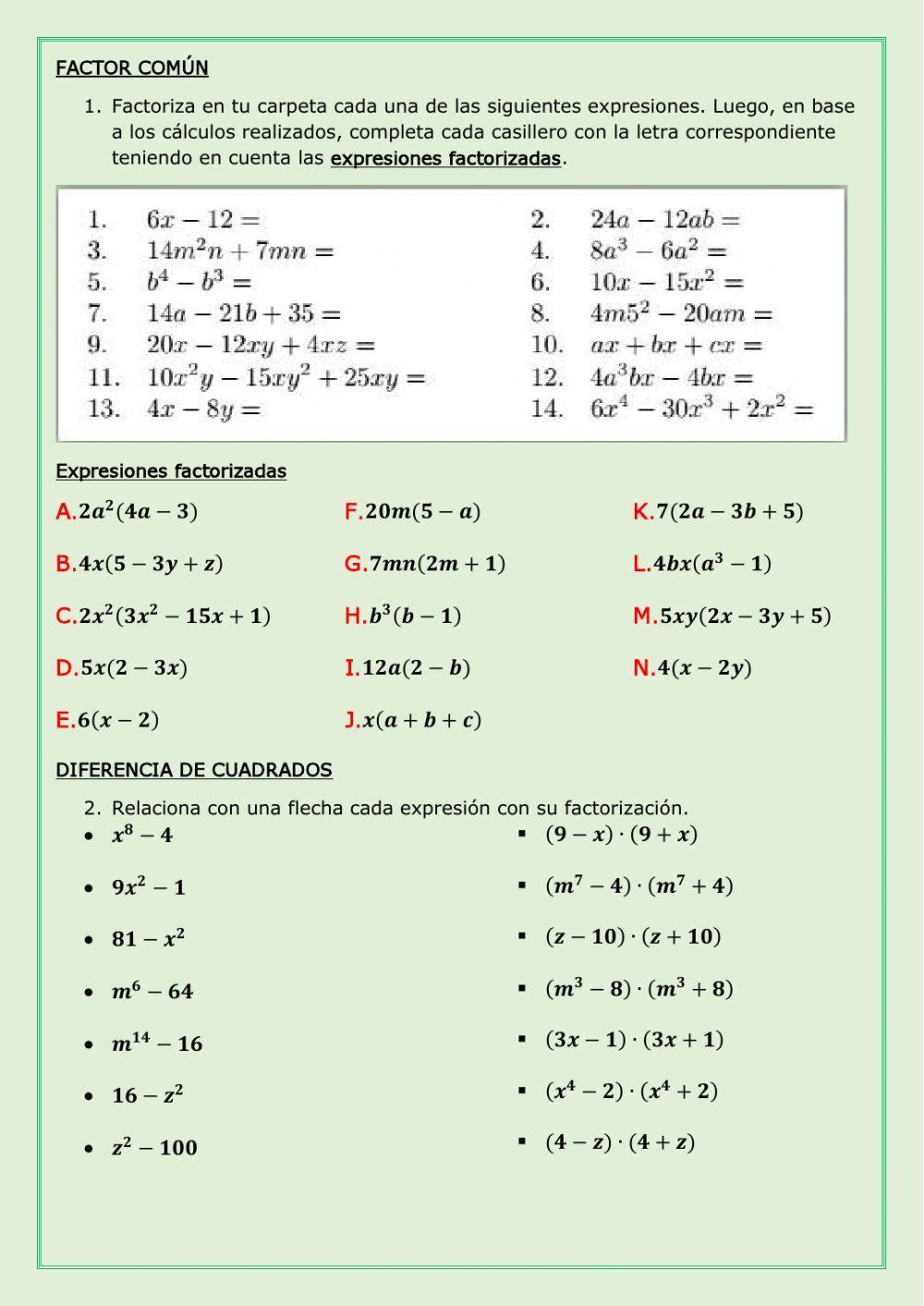 Casos de factorización