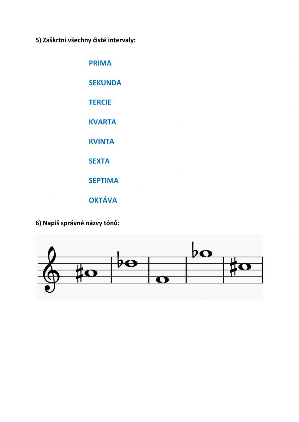 Pracovní list - Hudební výchova