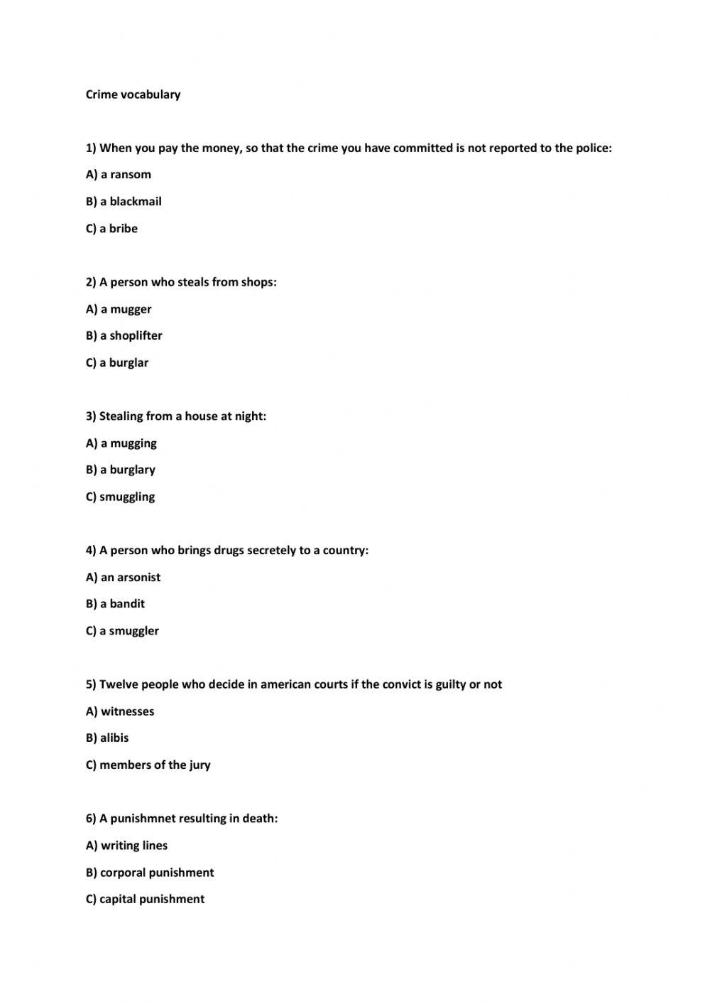 Crime vocabulary