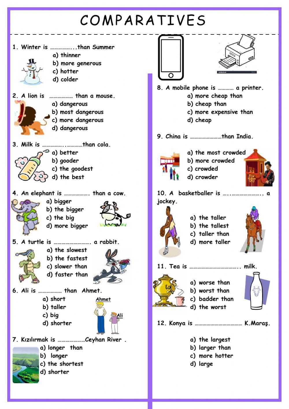 7th Grade Unit 1 Comparative Adjectives