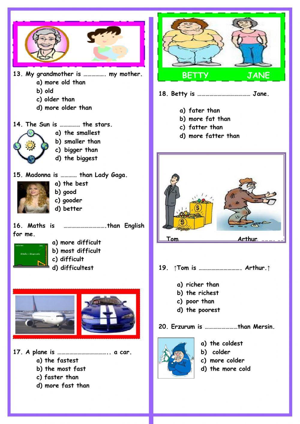 7th Grade Unit 1 Comparative Adjectives