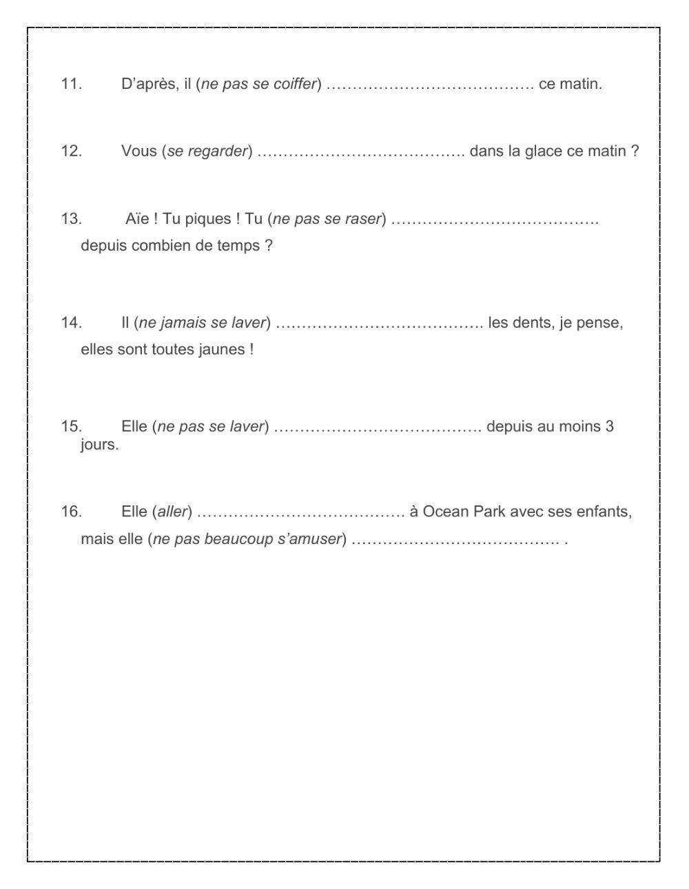 Verbes pronominaux au PC