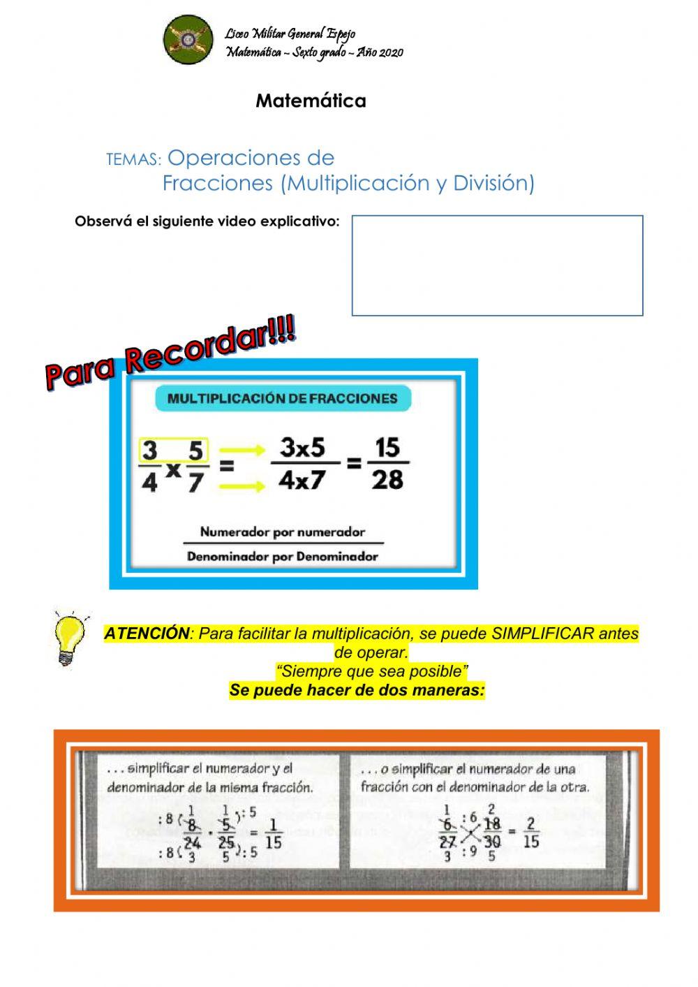 Multiplicación y división de fracciones