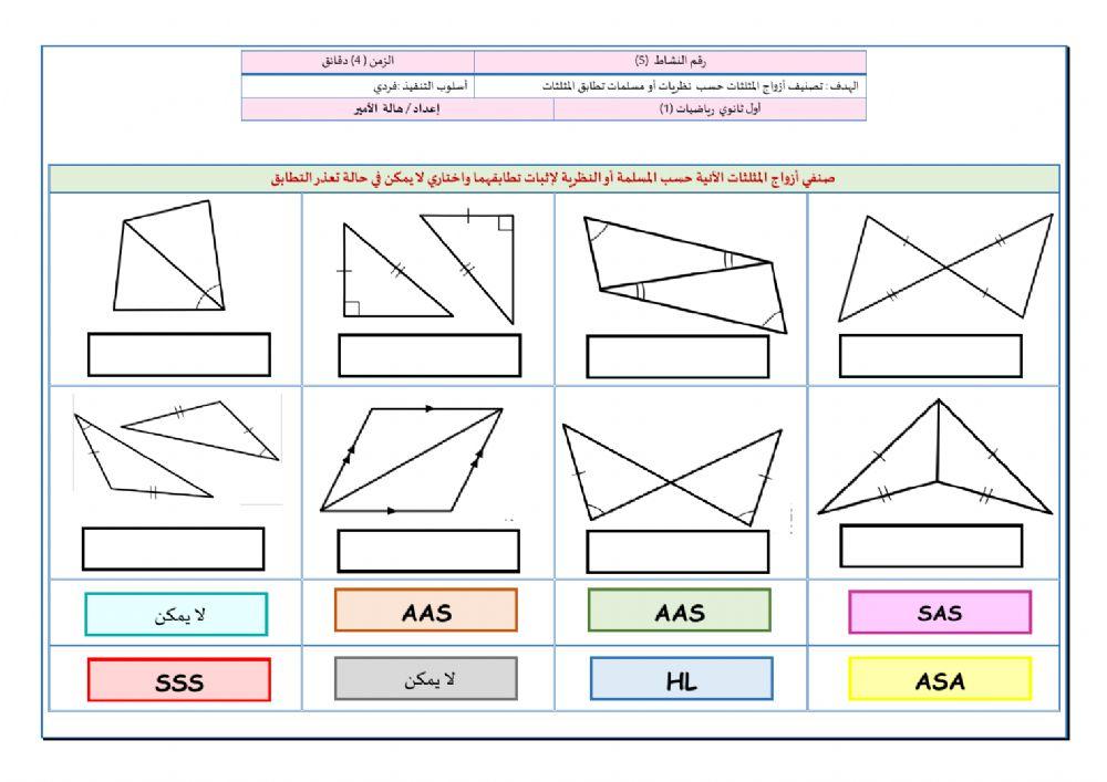 تصنيف المثلثات