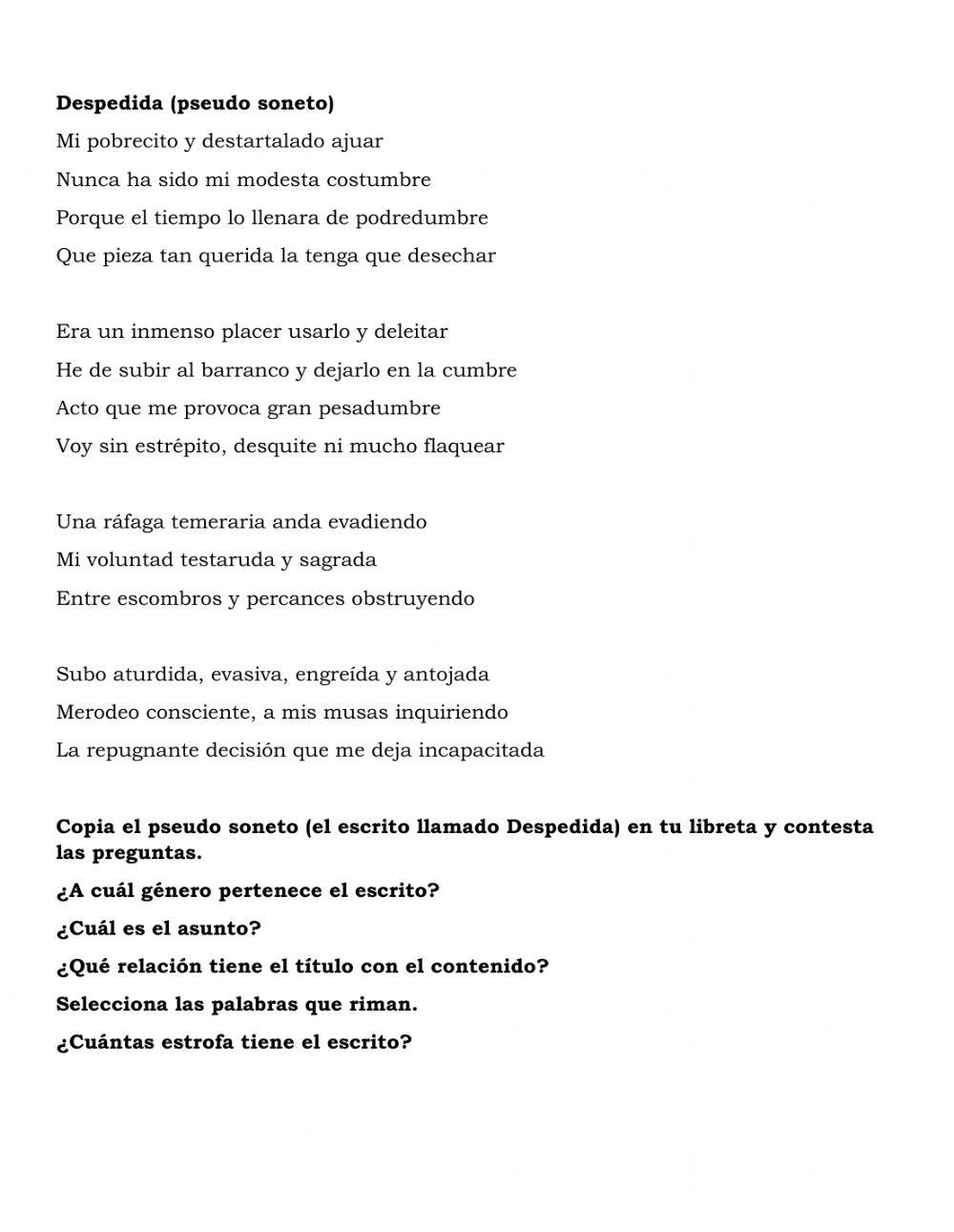 Vocabulario, géneros y figuras literarias