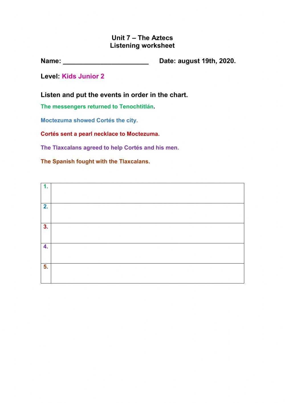 Listening activity - The Aztecs