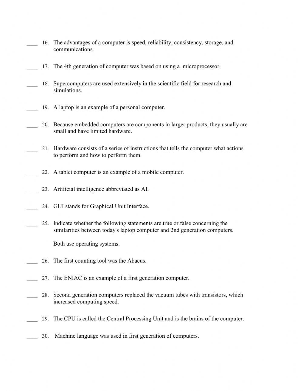 Grade: 10 Computer Studies (Unit Test)