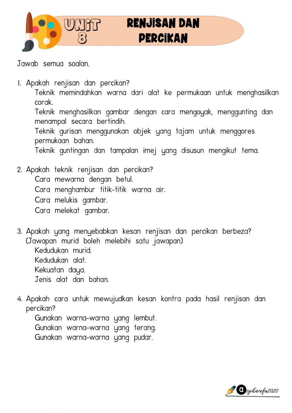 Unit 8 Renjisan dan Percikan PSV Tahun 3