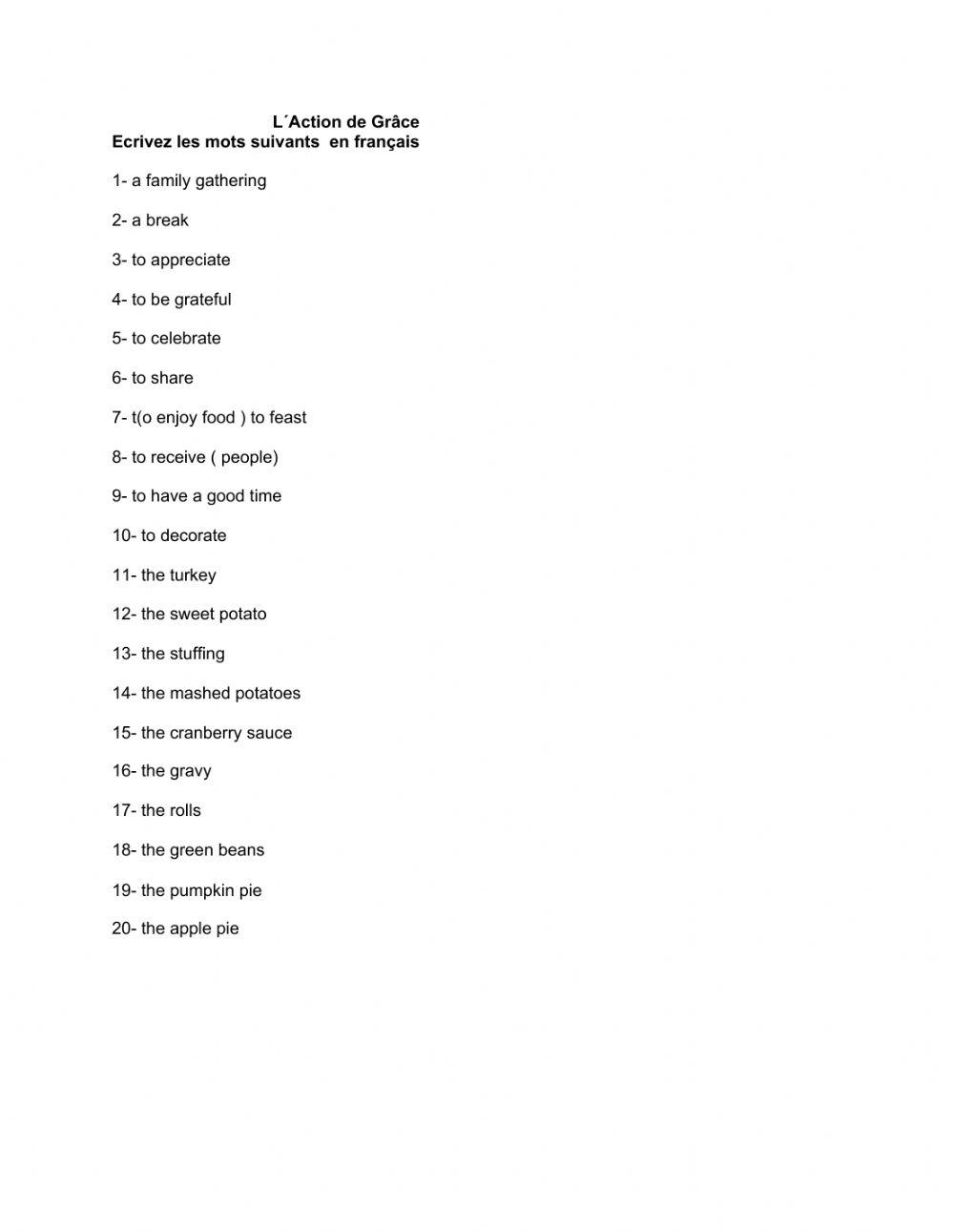 Action de Grâce
