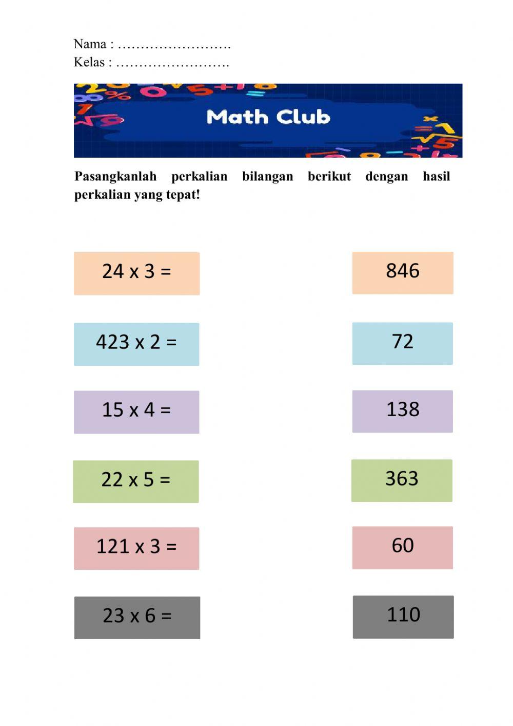 Math Club Exercise 8 Nop Grade 2