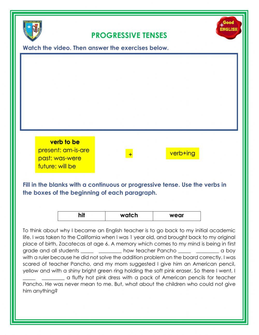 Continuous Tenses Review