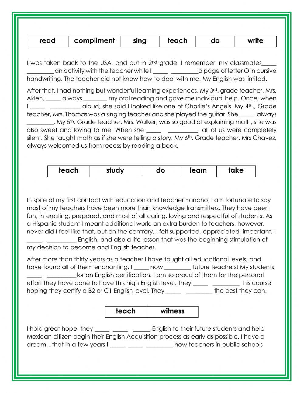 Continuous Tenses Review