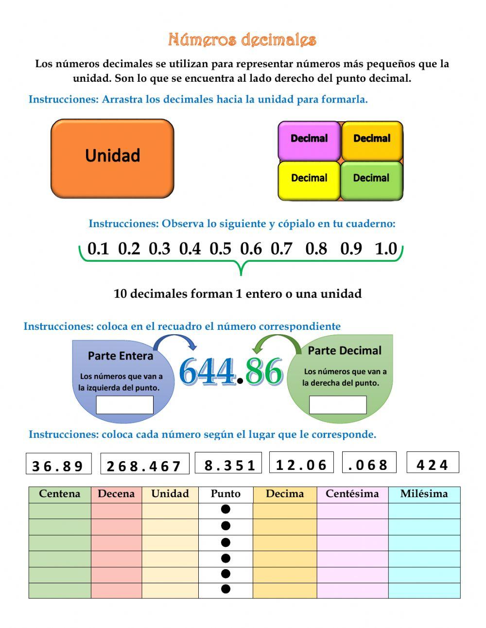Decimales  con punto