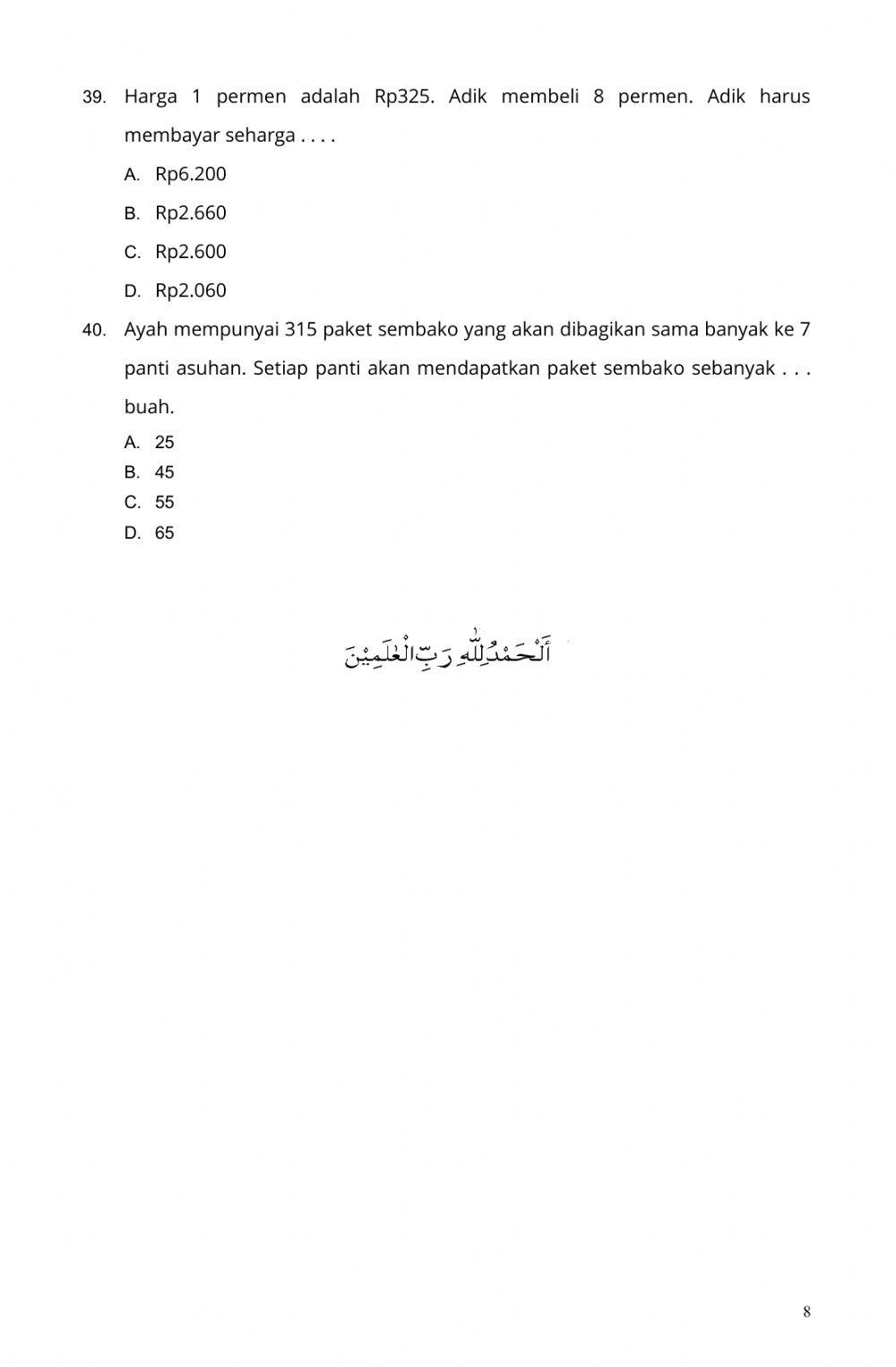 LATIHAN PAS TEMA 3 Kelas III