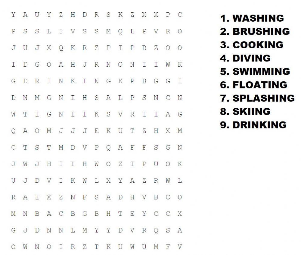 WATER wordsearch