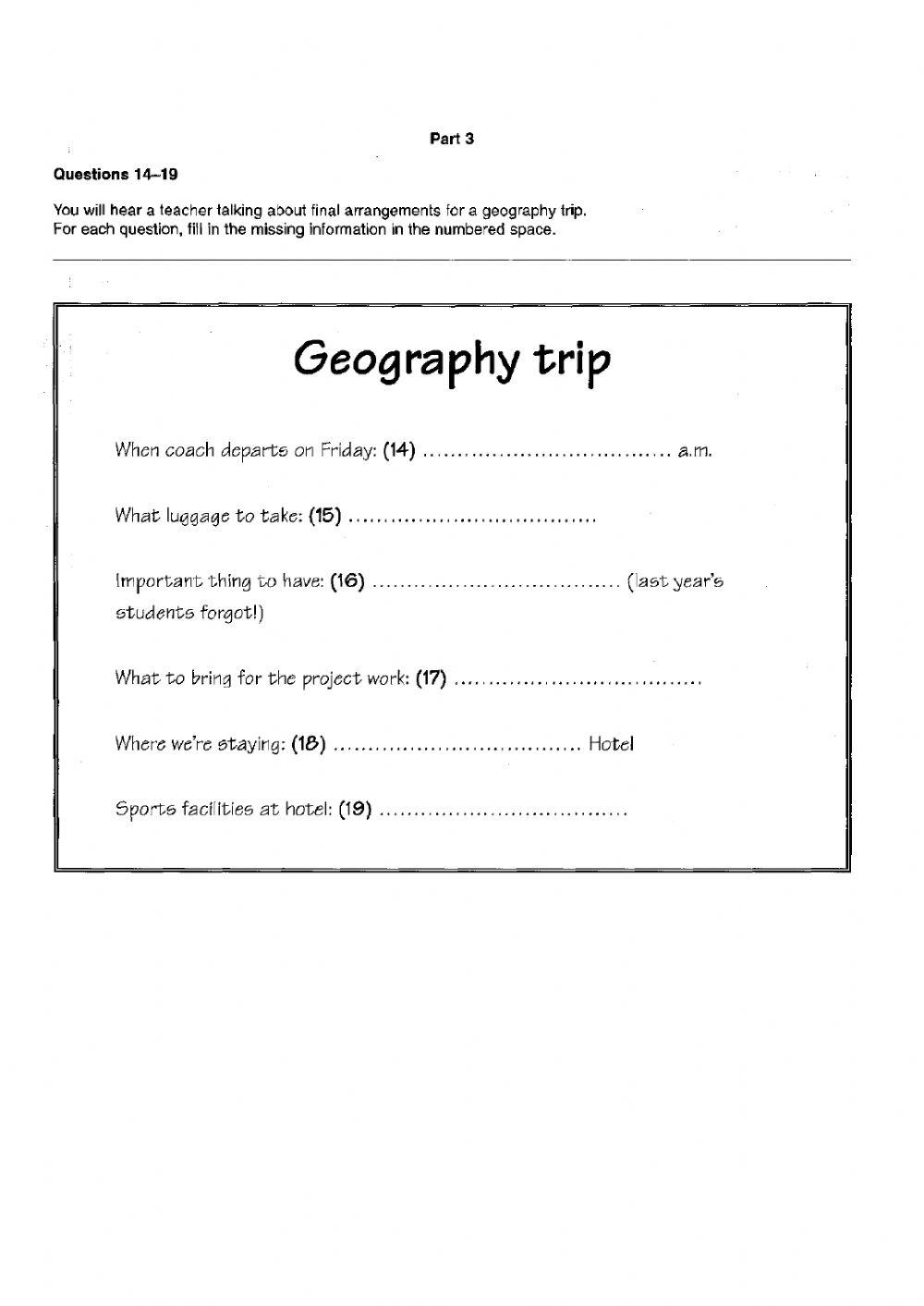 PET Listening practice test