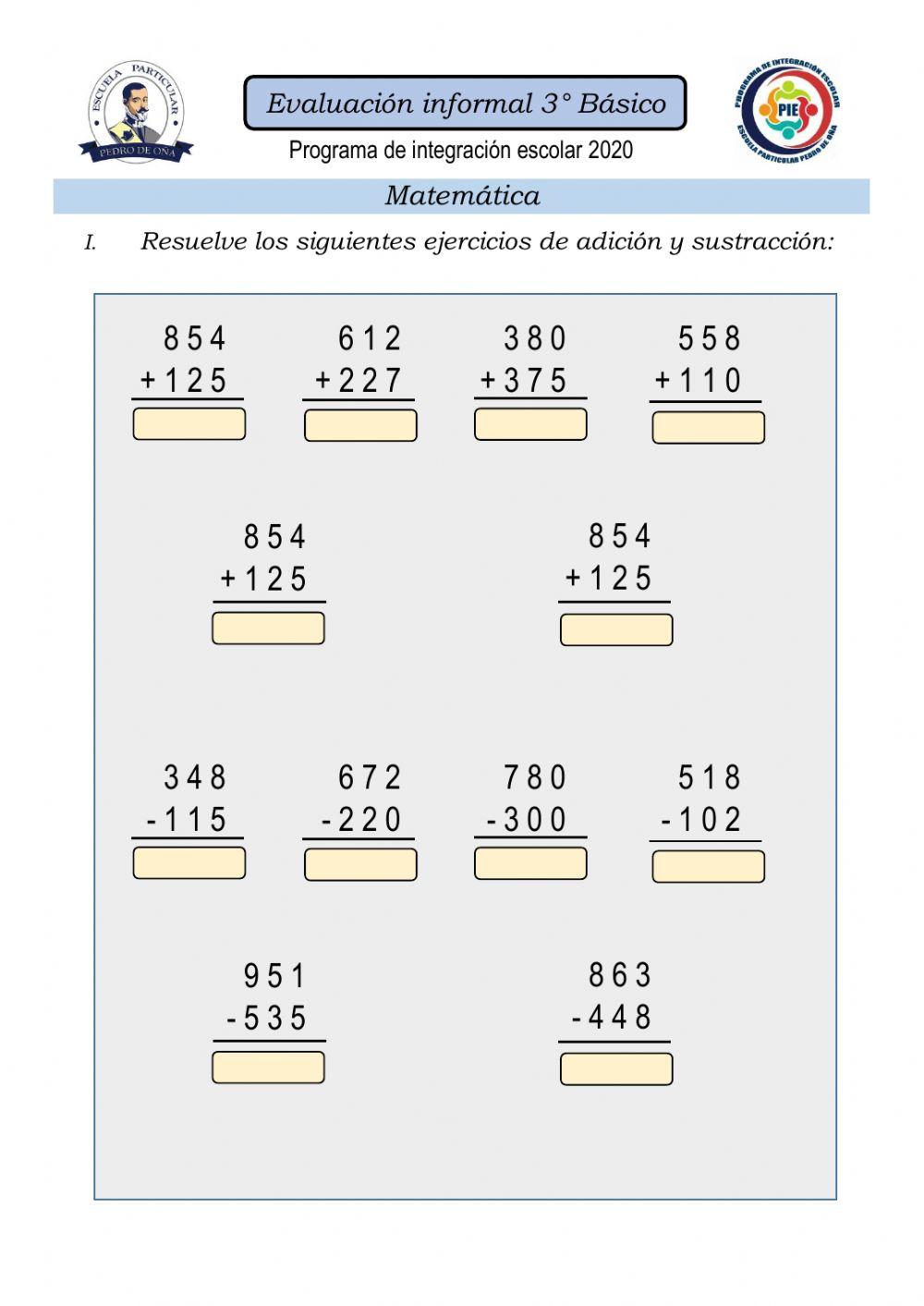 Evaluación matematica
