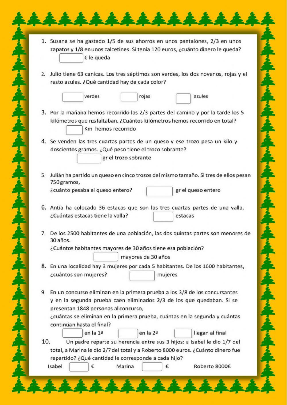 Problemas fracciones