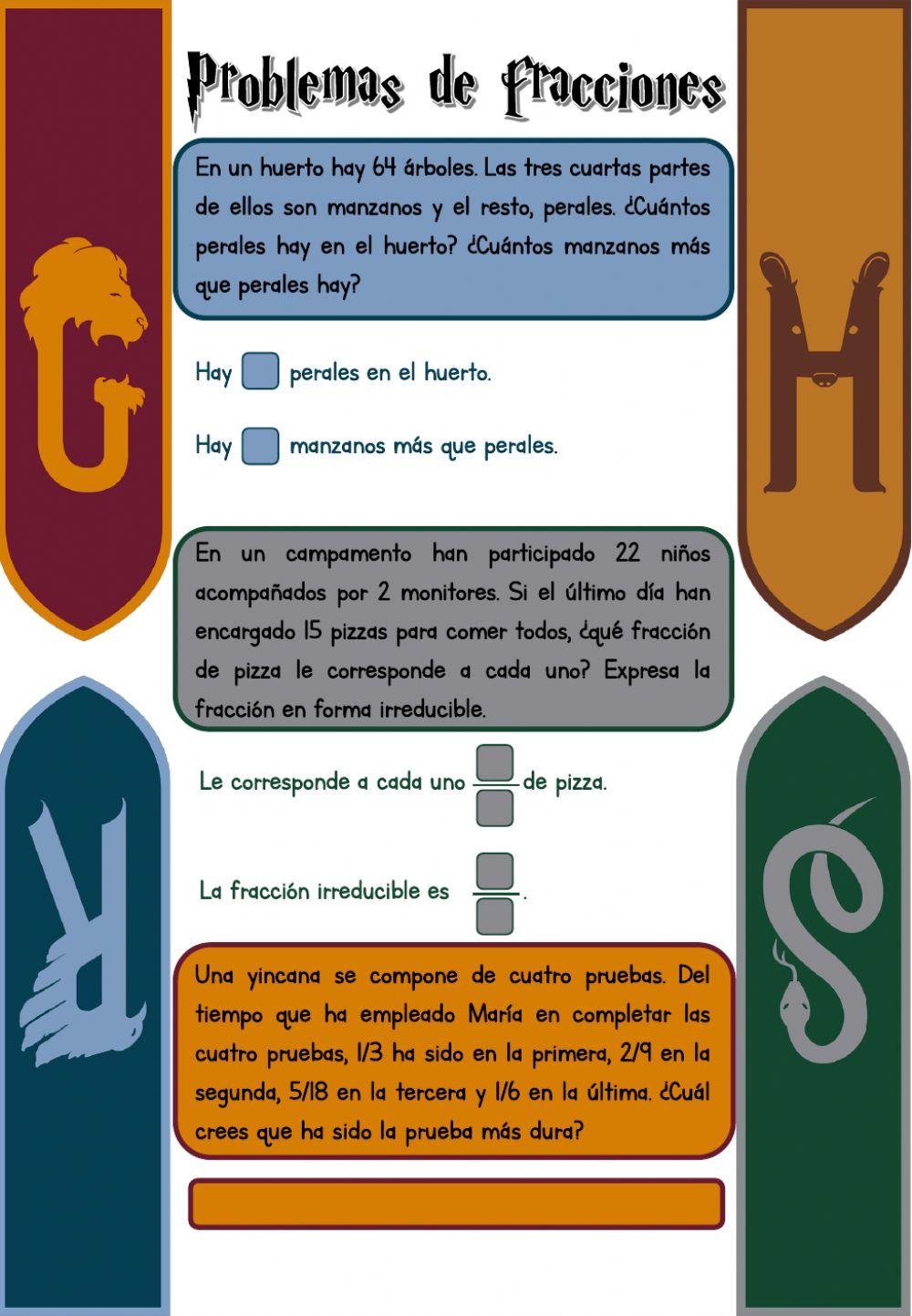 Problemas fracciones 5º