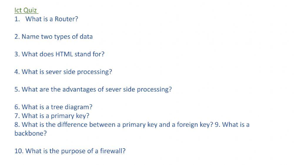 Ict-network-quiz and tasks worksheet | Live Worksheets