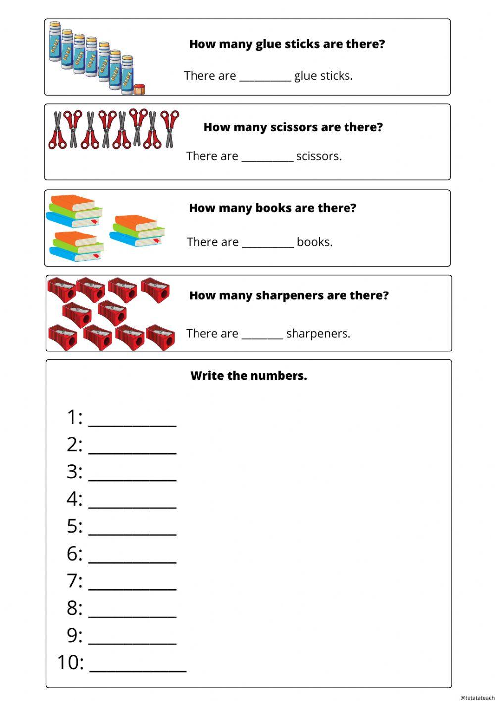 Using numbers (1-10)