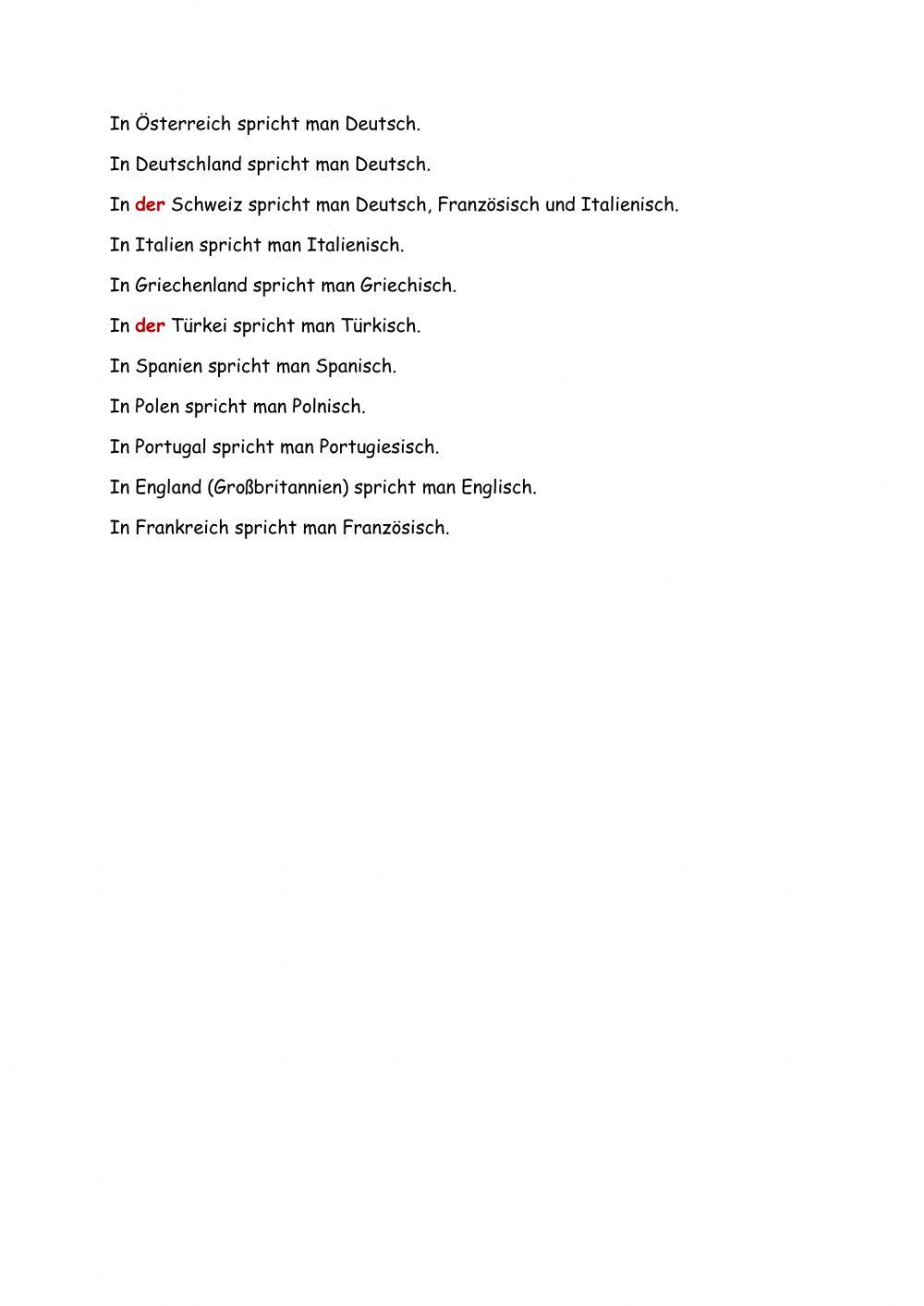 Sprachen und Länder