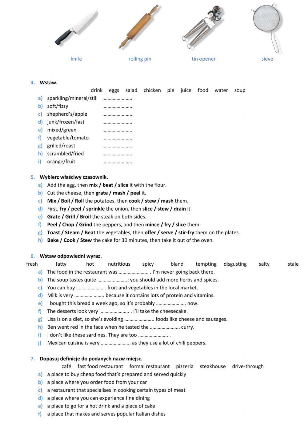 E8 U6 Żywienie Vocabulary