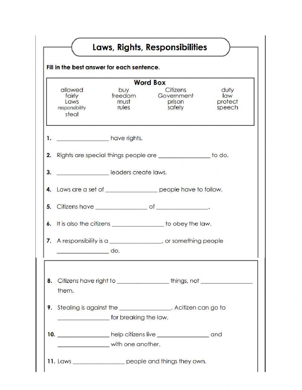 Laws, Rights and Responsibilities