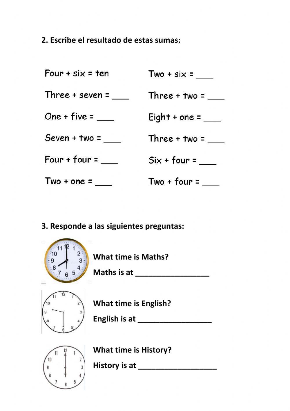 Repaso Números y Horas