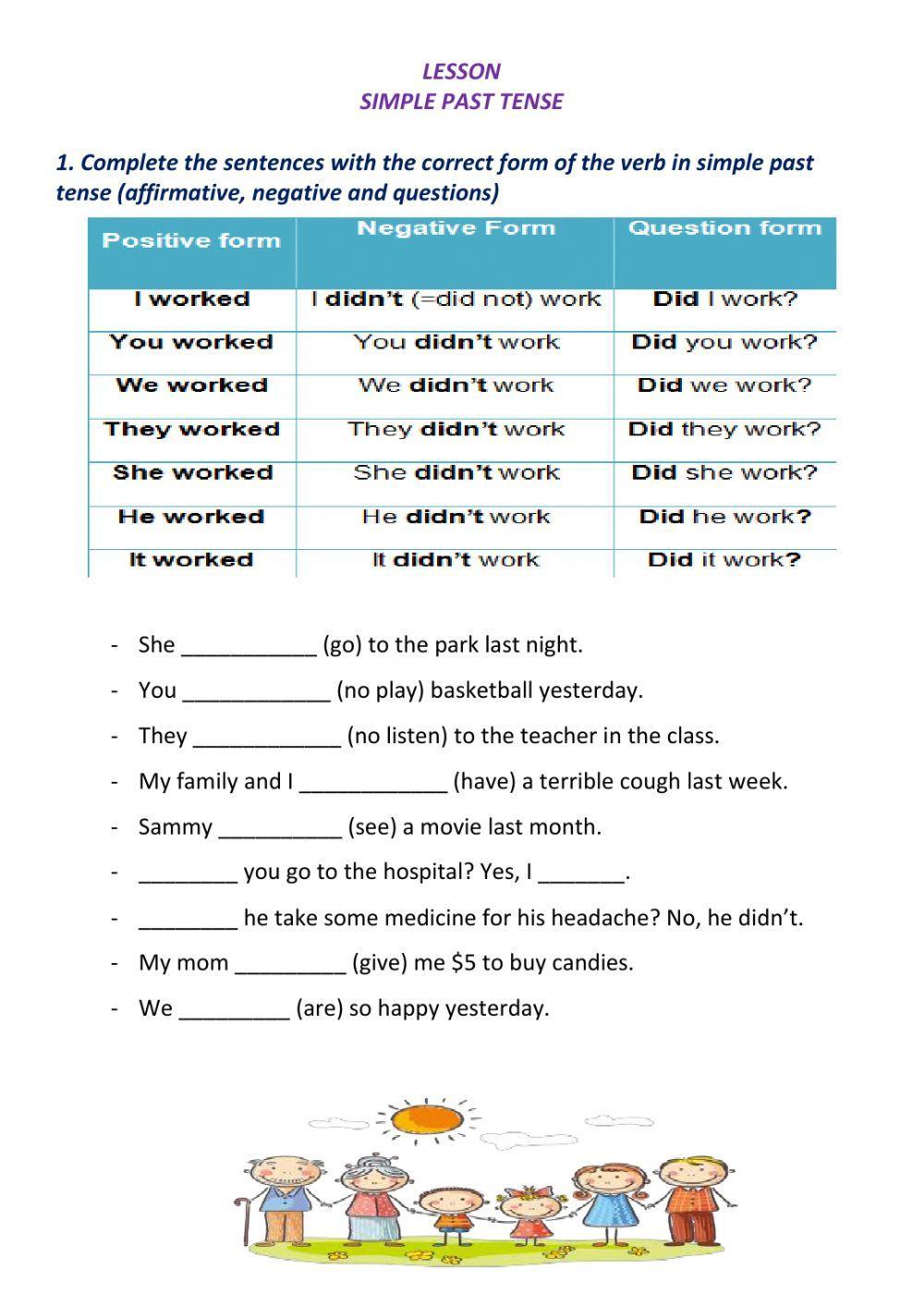 SIMPLE PAST affirmative, negative and questions