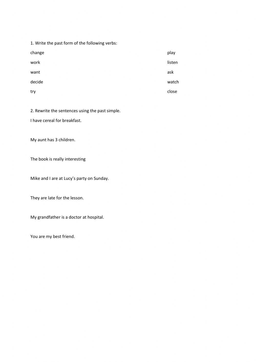 Past Simple of Regular Verbs